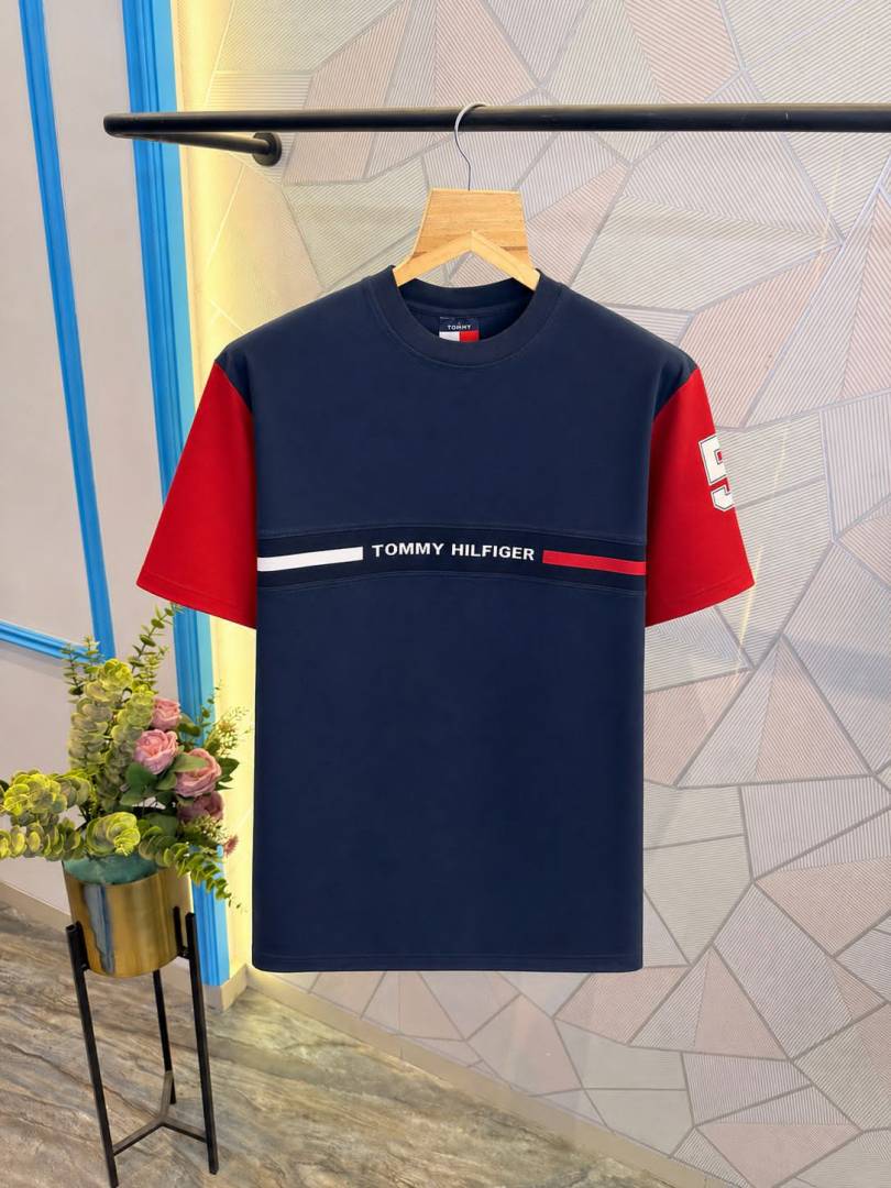 Tommy Hilfige-r Premium Quality Drop Shoulder T-Shirt Store Article (N-Blue)